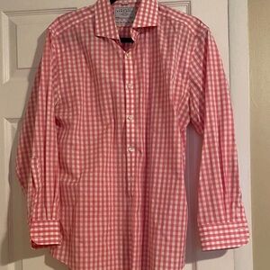 Charles Tyrwhitt pink and white gingham long sleeve shirt